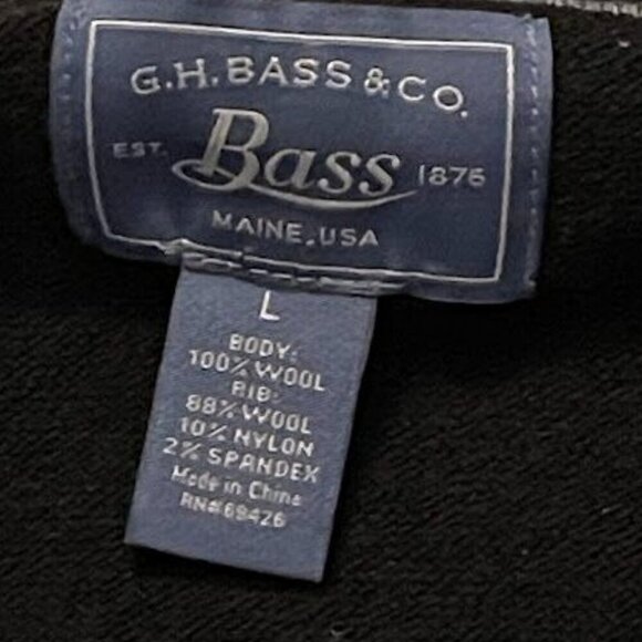 G.H. Bass & Co.‎ 100% WOOL BODY Mens SZ L BLACK  V-Neck Sweater - Picture 3 of 11